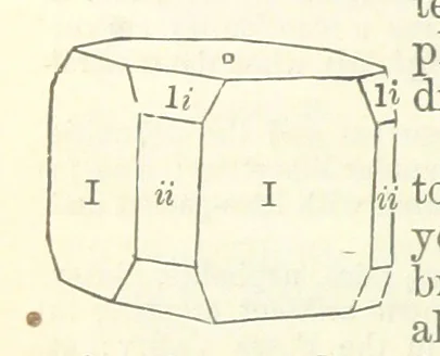 An illustration from A System of Mineralogy ... Fifth edition, rewritten and enlarged ... With three appendixes and corrections. (Appendix I., 1868-1872, by G. J. Brush. Appendix II., 1872-1875, and Appendix III., 1875-1882, by E. S. Dana.), 1883, leaf 336