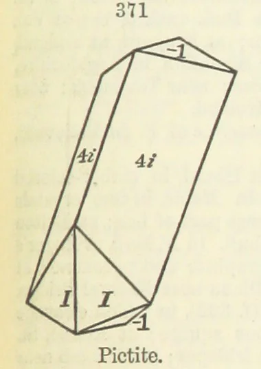 An illustration from A System of Mineralogy ... Fifth edition, rewritten and enlarged ... With three appendixes and corrections. (Appendix I., 1868-1872, by G. J. Brush. Appendix II., 1872-1875, and Appendix III., 1875-1882, by E. S. Dana.), 1883, leaf 441