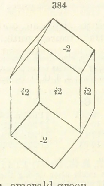 An illustration from A System of Mineralogy ... Fifth edition, rewritten and enlarged ... With three appendixes and corrections. (Appendix I., 1868-1872, by G. J. Brush. Appendix II., 1872-1875, and Appendix III., 1875-1882, by E. S. Dana.), 1883, leaf 458