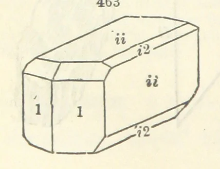 An illustration from A System of Mineralogy ... Fifth edition, rewritten and enlarged ... With three appendixes and corrections. (Appendix I., 1868-1872, by G. J. Brush. Appendix II., 1872-1875, and Appendix III., 1875-1882, by E. S. Dana.), 1883, leaf 610