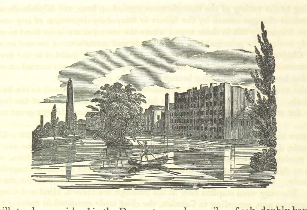 An illustration from The History and Gazetteer of the County of Derby: drawn up from actual observation, and the best authorities; containing a variety of geological, mineralogical, commercial and statistical information. Illustrated by a map of the county, and numerous copper-plate and wood engravings by the first artists. The materials collected by the publisher, S. Glover. Edited by Thomas Noble, 1831, leaf 478