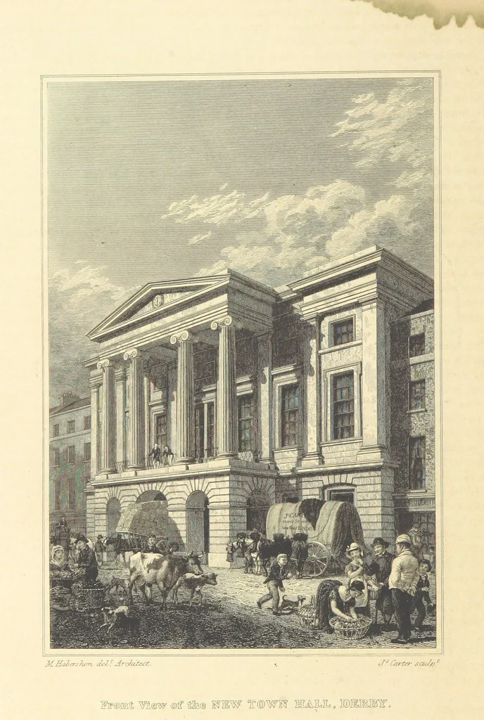 An illustration from The History and Gazetteer of the County of Derby: drawn up from actual observation, and the best authorities; containing a variety of geological, mineralogical, commercial and statistical information. Illustrated by a map of the county, and numerous copper-plate and wood engravings by the first artists. The materials collected by the publisher, S. Glover. Edited by Thomas Noble, 1831, leaf 498