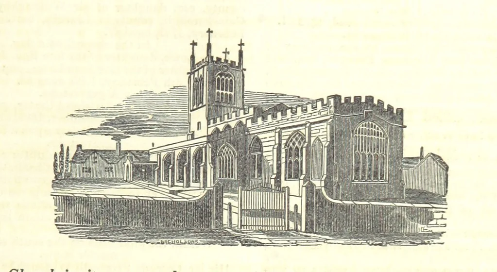 An illustration from The History and Gazetteer of the County of Derby: drawn up from actual observation, and the best authorities; containing a variety of geological, mineralogical, commercial and statistical information. Illustrated by a map of the county, and numerous copper-plate and wood engravings by the first artists. The materials collected by the publisher, S. Glover. Edited by Thomas Noble, 1831, leaf 551
