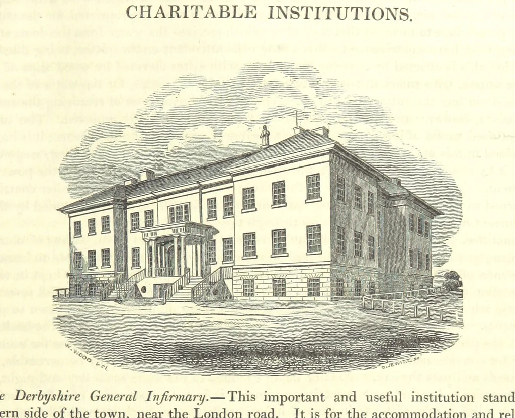 An illustration from The History and Gazetteer of the County of Derby: drawn up from actual observation, and the best authorities; containing a variety of geological, mineralogical, commercial and statistical information. Illustrated by a map of the county, and numerous copper-plate and wood engravings by the first artists. The materials collected by the publisher, S. Glover. Edited by Thomas Noble, 1831, leaf 567