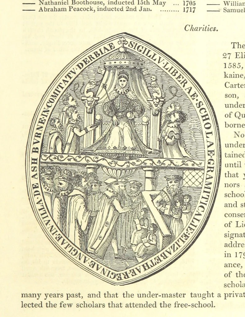An illustration from The History and Gazetteer of the County of Derby: drawn up from actual observation, and the best authorities; containing a variety of geological, mineralogical, commercial and statistical information. Illustrated by a map of the county, and numerous copper-plate and wood engravings by the first artists. The materials collected by the publisher, S. Glover. Edited by Thomas Noble, 1831, leaf 59
