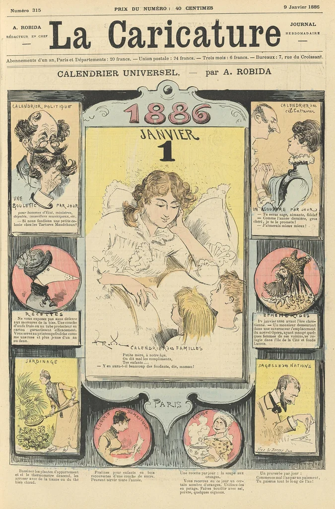 An illustration from Calendrier universel, 1886