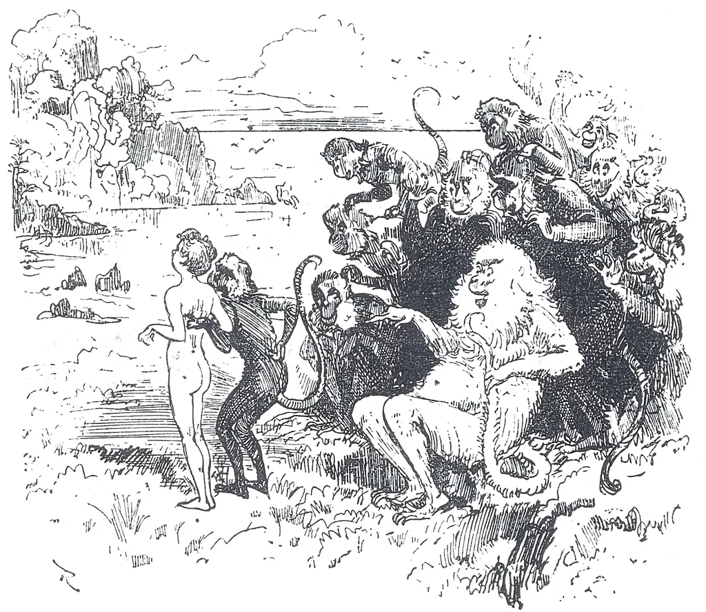 An illustration from Albert Robida - Voyages très extraordinaires de Saturnin Farandoul, 1879 page 020, 1879