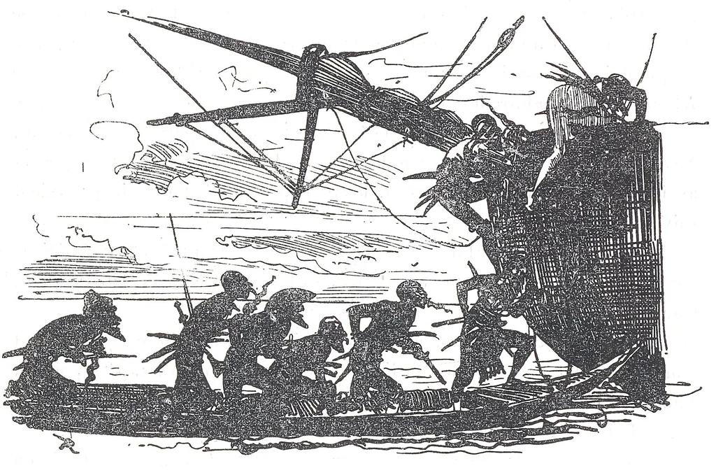 An illustration from Albert Robida - Voyages très extraordinaires de Saturnin Farandoul, 1879 page 030, 1879