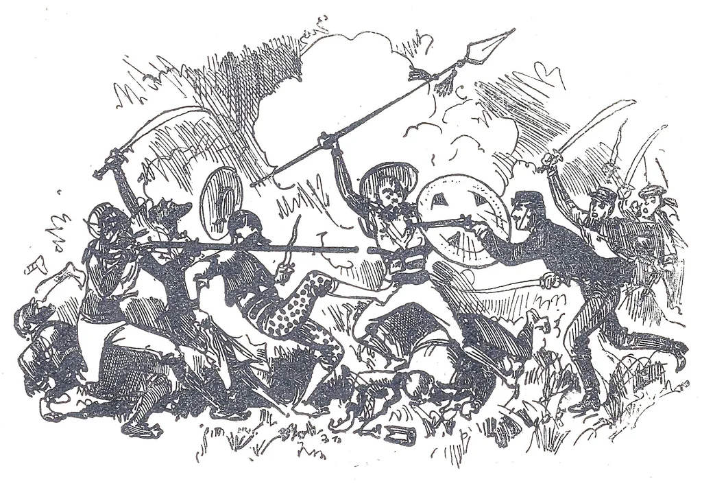 An illustration from Albert Robida - Voyages très extraordinaires de Saturnin Farandoul, 1879 page 039, 1879