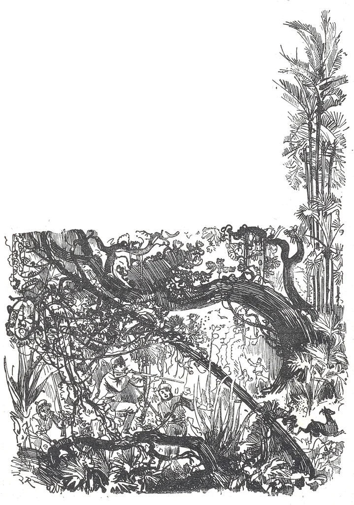 An illustration from Albert Robida - Voyages très extraordinaires de Saturnin Farandoul, 1879 page 042, 1879