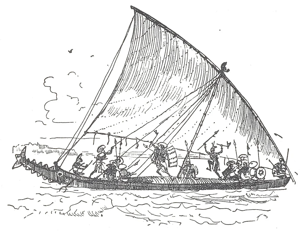 An illustration from Albert Robida - Voyages très extraordinaires de Saturnin Farandoul, 1879 page 046, 1879