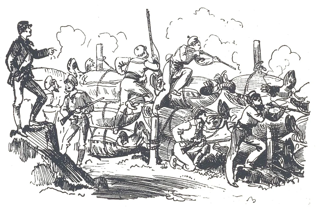 An illustration from Albert Robida - Voyages très extraordinaires de Saturnin Farandoul, 1879 page 051, 1879