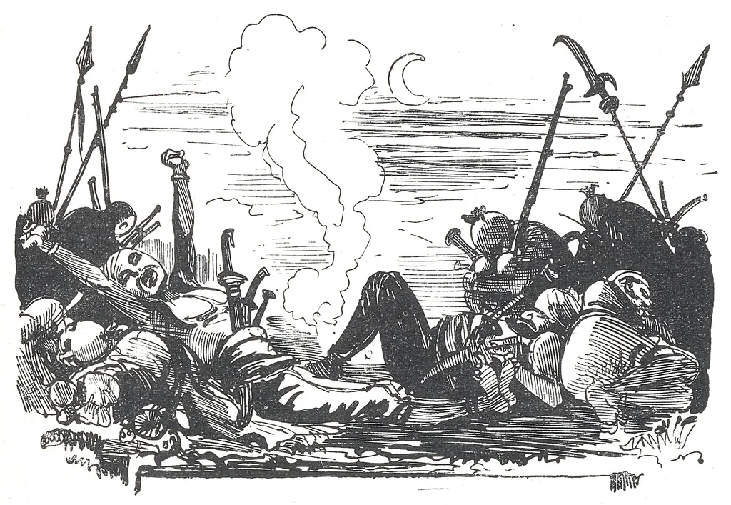 An illustration from Albert Robida - Voyages très extraordinaires de Saturnin Farandoul, 1879 page 058, 1879