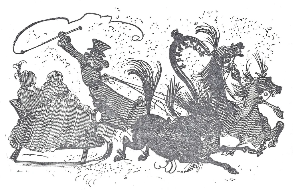 An illustration from Albert Robida - Voyages très extraordinaires de Saturnin Farandoul, 1879 page 819, 1879