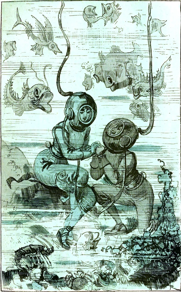 An illustration from Albert Robida - Voyages très extraordinaires de Saturnin Farandoul, 1879 page 064, 1879