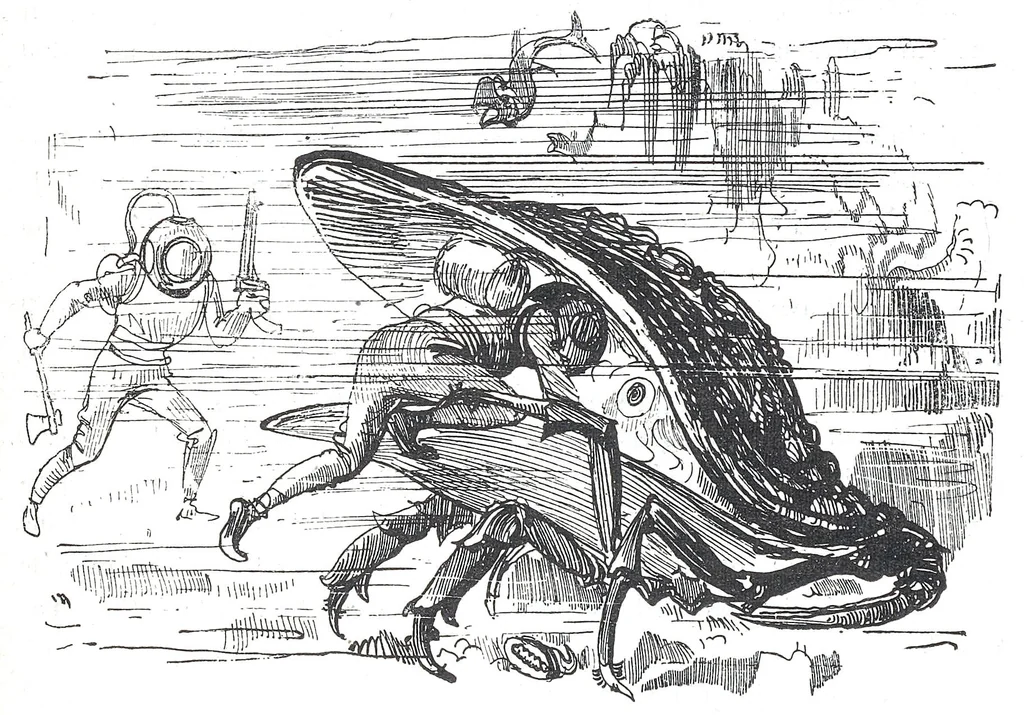 An illustration from Albert Robida - Voyages très extraordinaires de Saturnin Farandoul, 1879 page 070, 1879