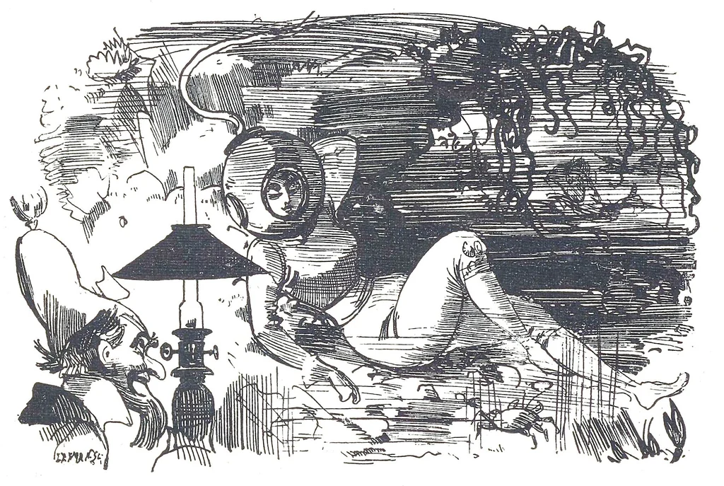 An illustration from Albert Robida - Voyages très extraordinaires de Saturnin Farandoul, 1879 page 090, 1879