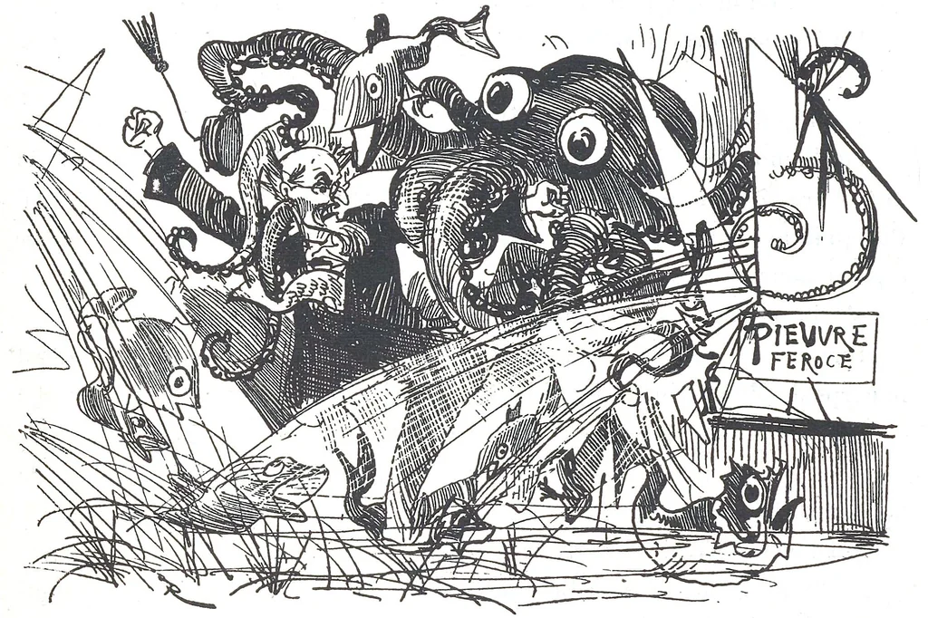 An illustration from Albert Robida - Voyages très extraordinaires de Saturnin Farandoul, 1879 page 116, 1879