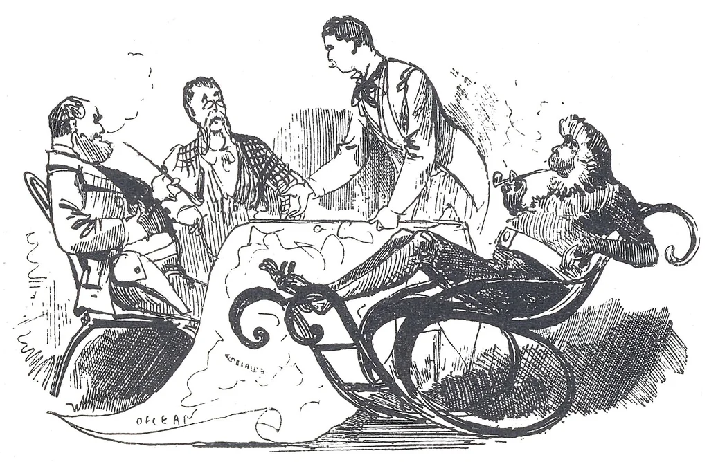 An illustration from Albert Robida - Voyages très extraordinaires de Saturnin Farandoul, 1879 page 120, 1879