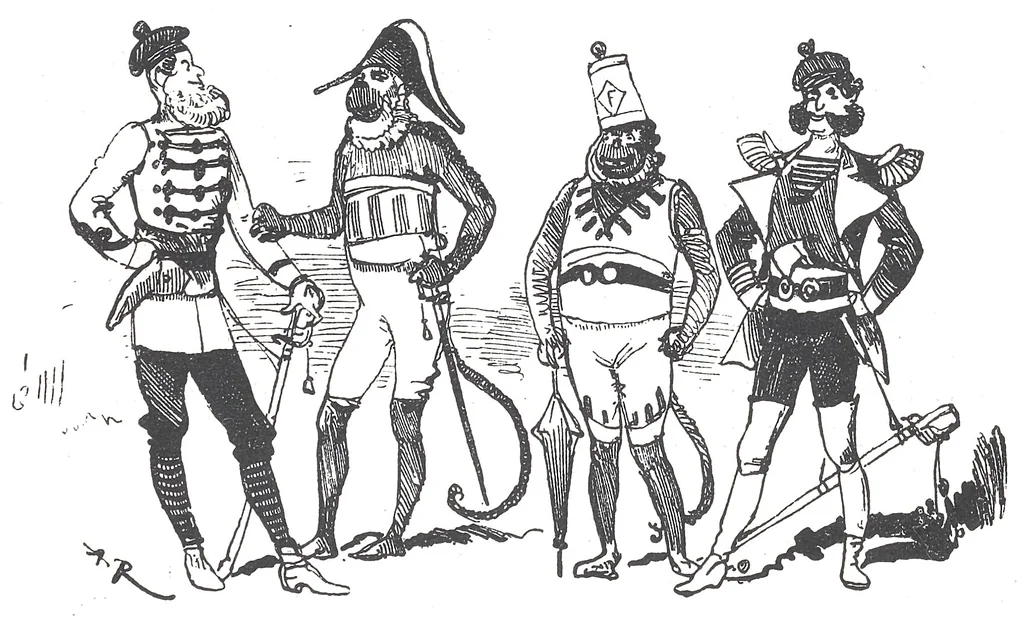 An illustration from Albert Robida - Voyages très extraordinaires de Saturnin Farandoul, 1879 page 123, 1879
