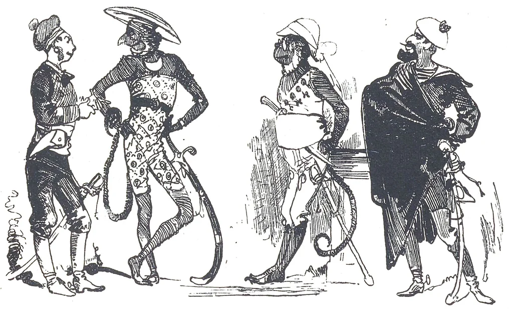 An illustration from Albert Robida - Voyages très extraordinaires de Saturnin Farandoul, 1879 page 124, 1879