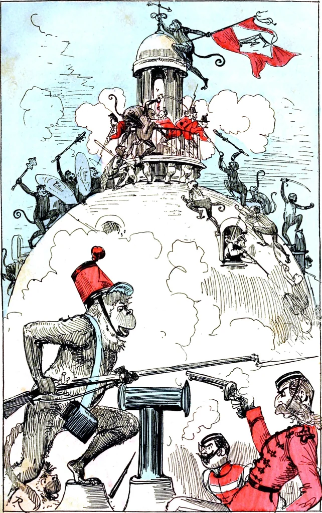 An illustration from Albert Robida - Voyages très extraordinaires de Saturnin Farandoul, 1879 page 128, 1879