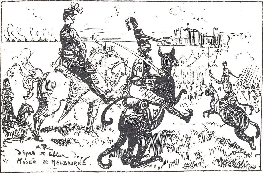 An illustration from Albert Robida - Voyages très extraordinaires de Saturnin Farandoul, 1879 page 136, 1879