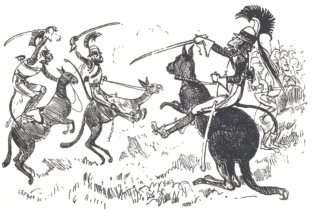 An illustration from Albert Robida - Voyages très extraordinaires de Saturnin Farandoul, 1879 page 138, 1879