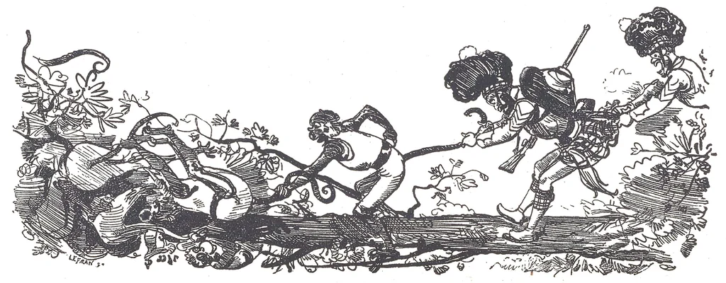 An illustration from Albert Robida - Voyages très extraordinaires de Saturnin Farandoul, 1879 page 152, 1879