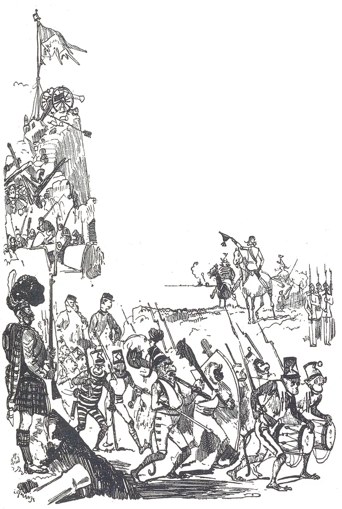 An illustration from Albert Robida - Voyages très extraordinaires de Saturnin Farandoul, 1879 page 158, 1879
