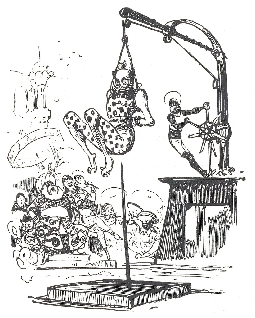 An illustration from Albert Robida - Voyages très extraordinaires de Saturnin Farandoul, 1879 page 162, 1879