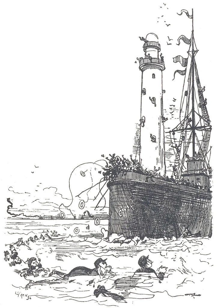 An illustration from Albert Robida - Voyages très extraordinaires de Saturnin Farandoul, 1879 page 164, 1879