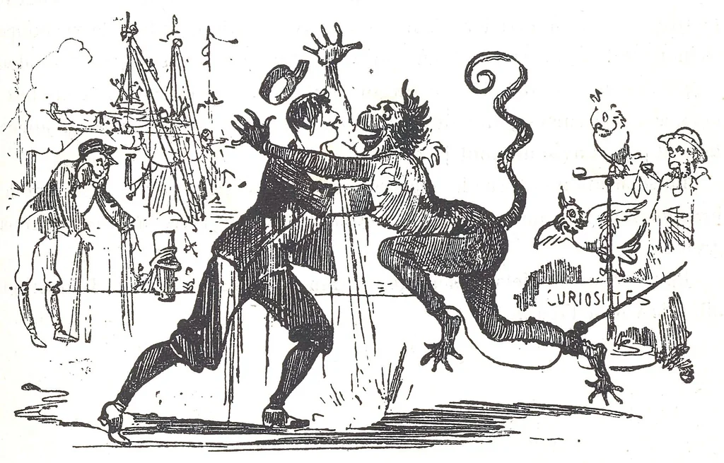 An illustration from Albert Robida - Voyages très extraordinaires de Saturnin Farandoul, 1879 page 166, 1879