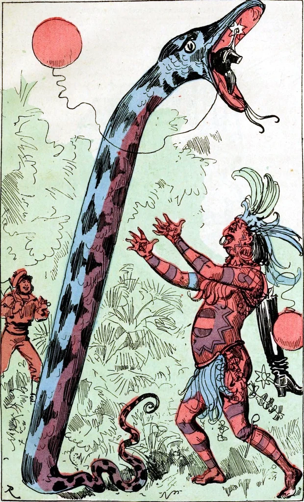 An illustration from Albert Robida - Voyages très extraordinaires de Saturnin Farandoul, 1879 page 176, 1879
