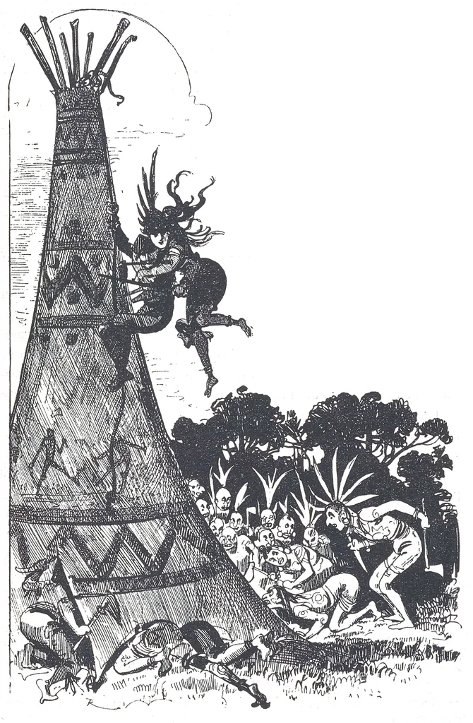 An illustration from Albert Robida - Voyages très extraordinaires de Saturnin Farandoul, 1879 page 204, 1879