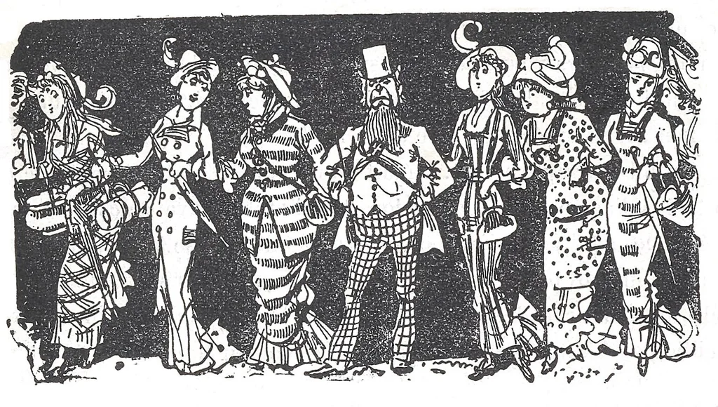 An illustration from Albert Robida - Voyages très extraordinaires de Saturnin Farandoul, 1879 page 218, 1879