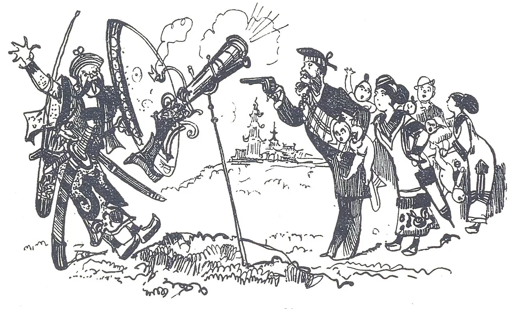 An illustration from Albert Robida - Voyages très extraordinaires de Saturnin Farandoul, 1879 page 238, 1879