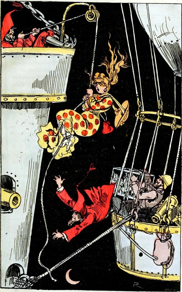 An illustration from Albert Robida - Voyages très extraordinaires de Saturnin Farandoul, 1879 page 304, 1879