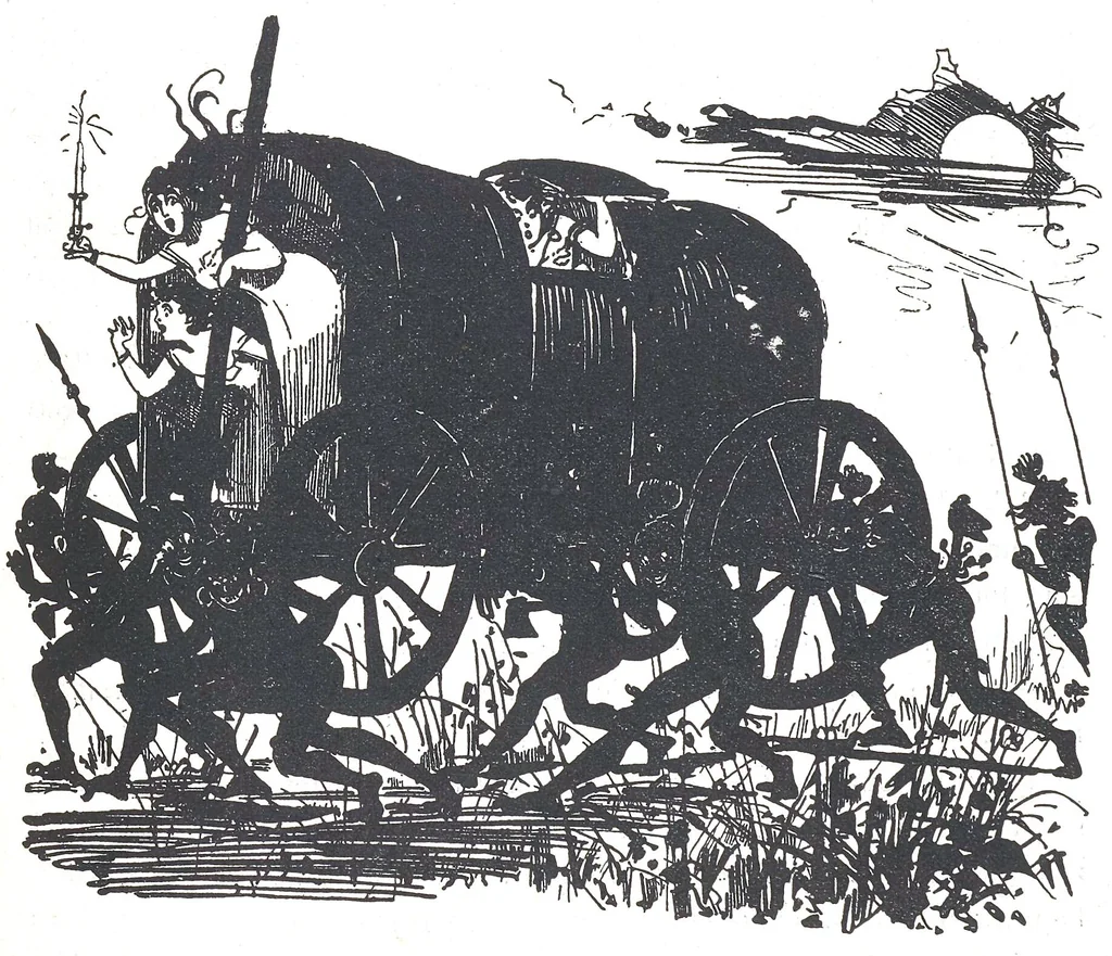 An illustration from Albert Robida - Voyages très extraordinaires de Saturnin Farandoul, 1879 page 252, 1879