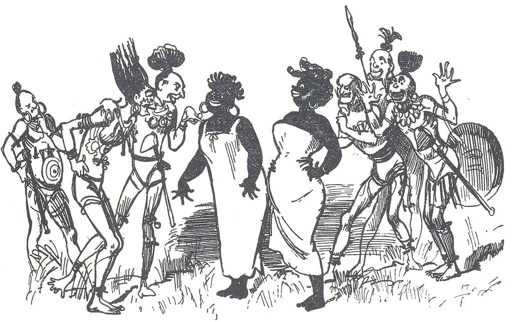 An illustration from Albert Robida - Voyages très extraordinaires de Saturnin Farandoul, 1879 page 254, 1879