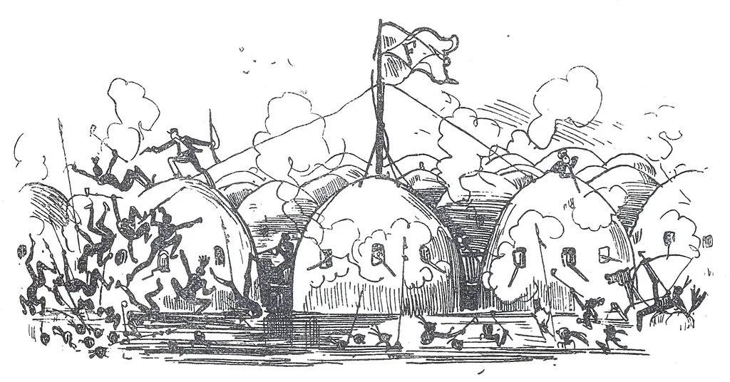 An illustration from Albert Robida - Voyages très extraordinaires de Saturnin Farandoul, 1879 page 262, 1879