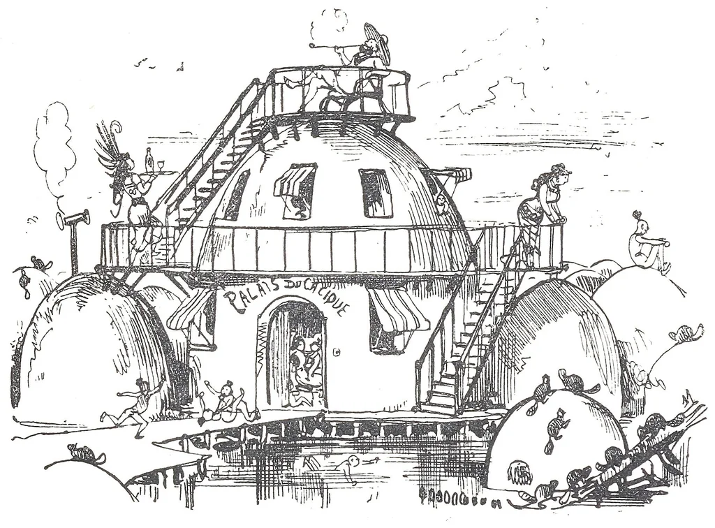 An illustration from Albert Robida - Voyages très extraordinaires de Saturnin Farandoul, 1879 page 278, 1879