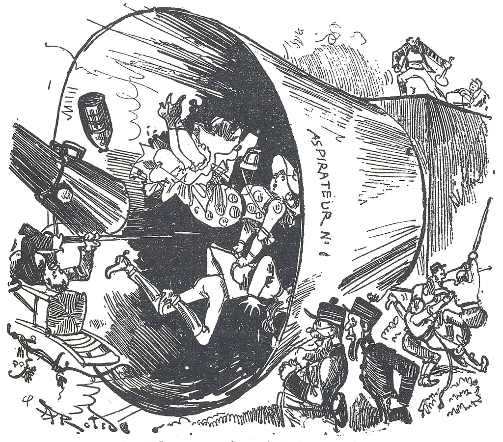 An illustration from Albert Robida - Voyages très extraordinaires de Saturnin Farandoul, 1879 page 290, 1879