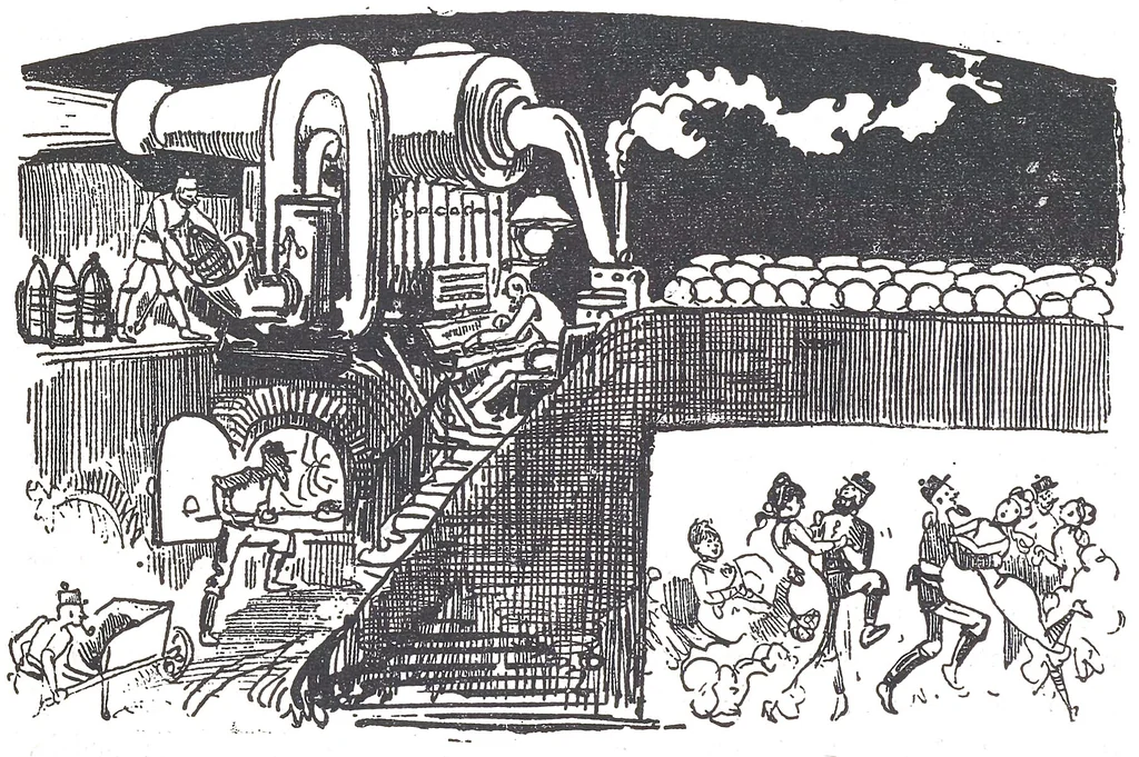An illustration from Albert Robida - Voyages très extraordinaires de Saturnin Farandoul, 1879 page 294-2, 1879