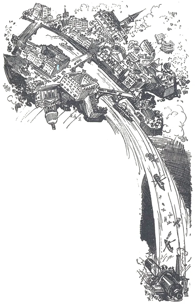 An illustration from Albert Robida - Voyages très extraordinaires de Saturnin Farandoul, 1879 page 296, 1879