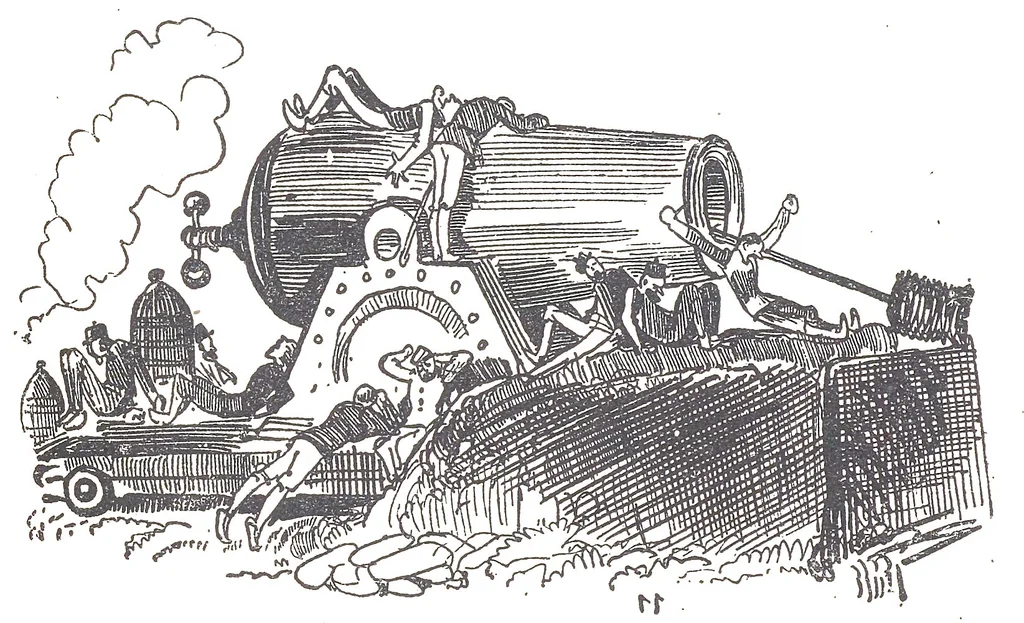An illustration from Albert Robida - Voyages très extraordinaires de Saturnin Farandoul, 1879 page 300, 1879