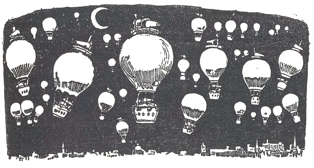 An illustration from Albert Robida - Voyages très extraordinaires de Saturnin Farandoul, 1879 page 302, 1879