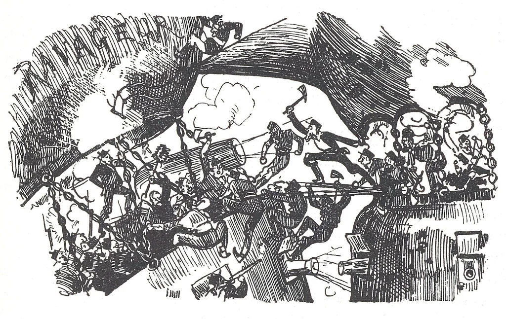 An illustration from Albert Robida - Voyages très extraordinaires de Saturnin Farandoul, 1879 page 322, 1879