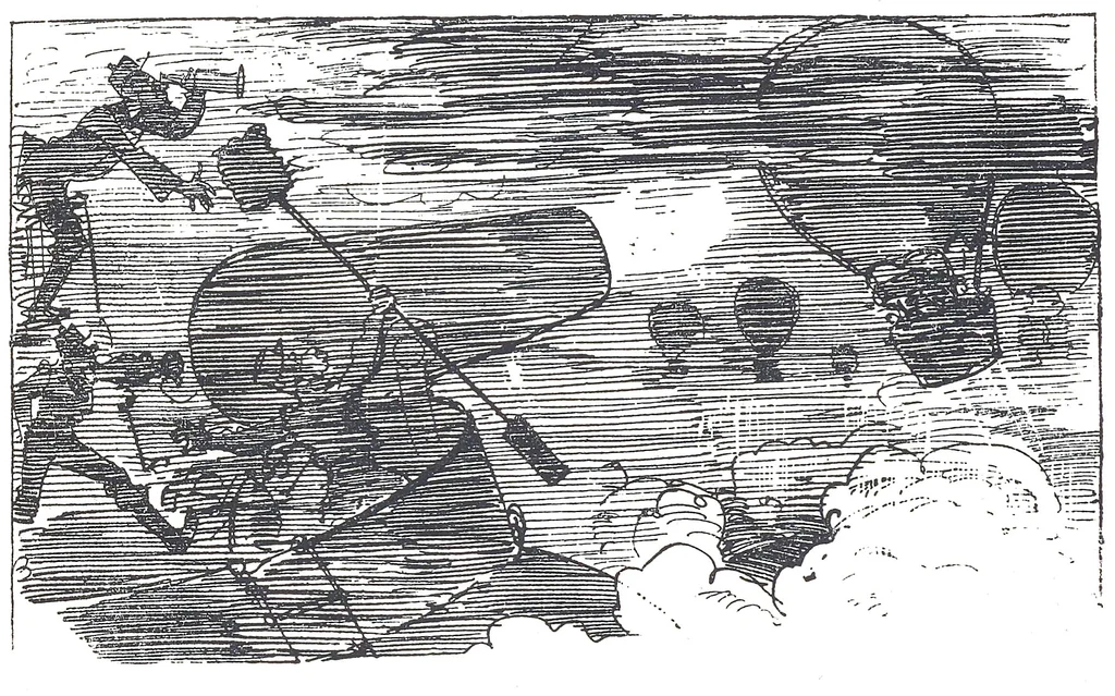 An illustration from Albert Robida - Voyages très extraordinaires de Saturnin Farandoul, 1879 page 324, 1879