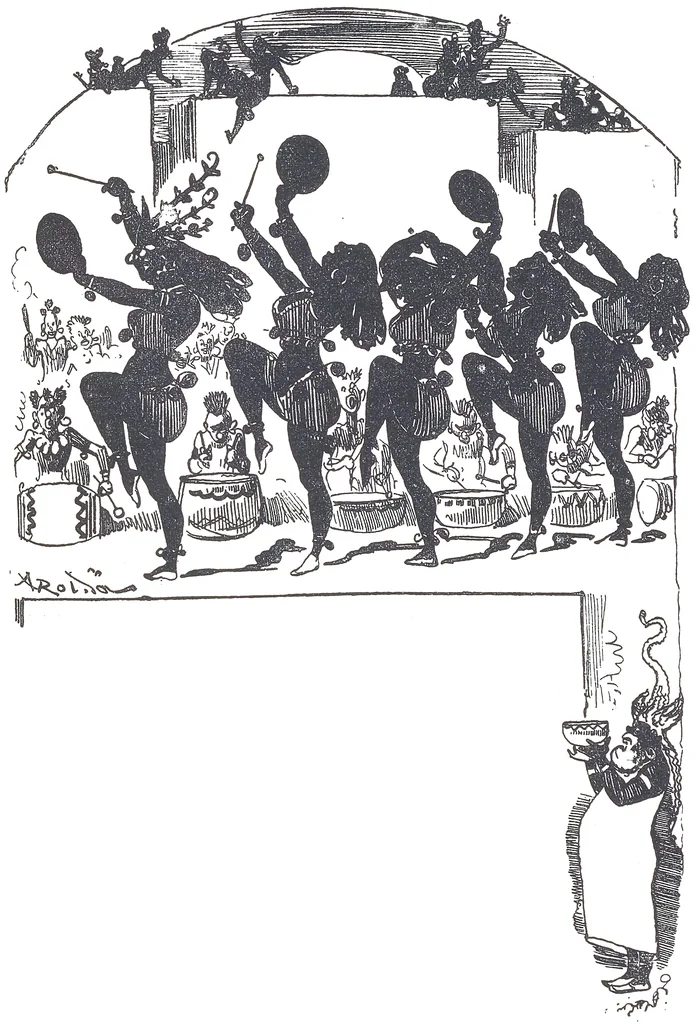 An illustration from Albert Robida - Voyages très extraordinaires de Saturnin Farandoul, 1879 page 344, 1879